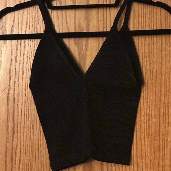 NWOT Free People Movement Happiness Runs V-neck Ribbed Tank Black size- XS/S - Picture 4 of 5